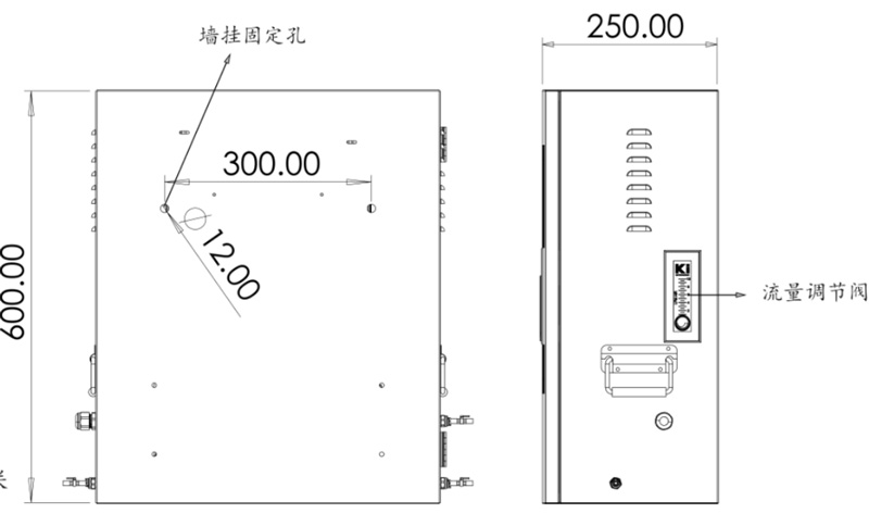 水質ph電導率濁度在線監測設備側視圖